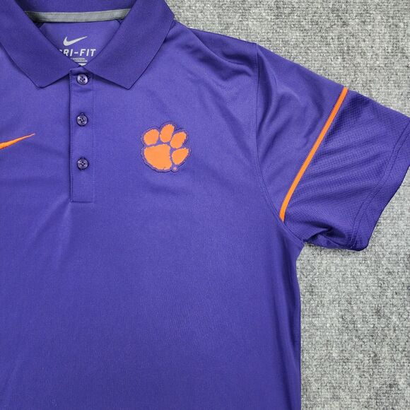 Clemson Tigers University Shirt Mens Medium Purple Polo Nike Dri Fit Performance - Picture 9 of 16